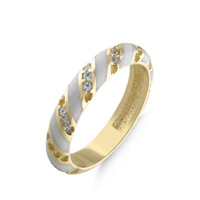 Altıntaç Altın Beyaz Mineli Taşlı Çapraz Çizgili Yüzük YZ2459B