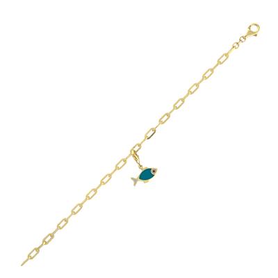 Altıntaç Altın Mavi Balık Charm Bileklik BL2878A