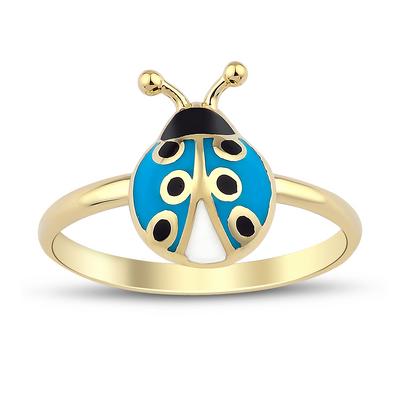 Altıntaç Altın Mavi Mineli Uğur Böceği Yüzük YZ2495C