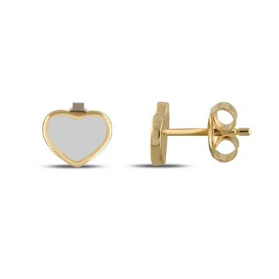 Altıntaç Altın Mineli Beyaz Kalp Küpe KP2628D