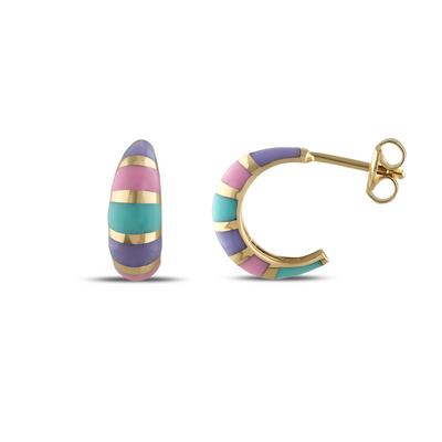 Altıntaç Altın Mineli Renkli Ay Küpe KP2630D