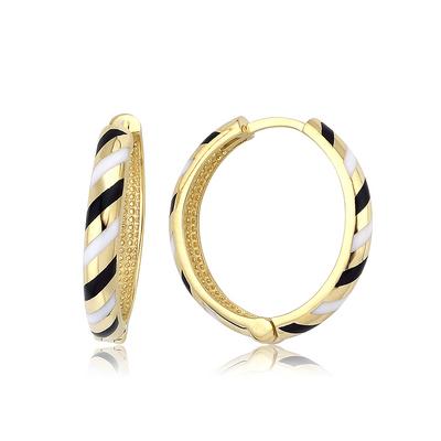 Altıntaç Altın Mineli Siyah-Beyaz Çizgili Küpe KP2623B