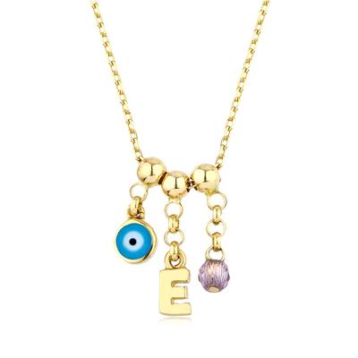 Altıntaç Altın Nazar Gözlü Harfli Kolye KL2456B