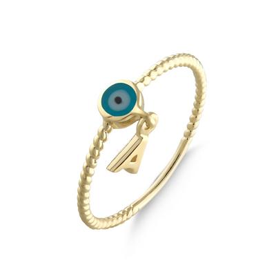 Altıntaç Altın Turkuaz Nazar Gözlü Harfli Yüzük YZ2448A